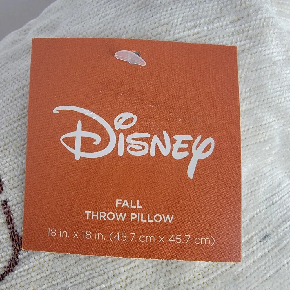 Disney Mickey Mouse Hey Pumpkin Fall Throw Pillow 18 x 18 Decorative Neutral NEW